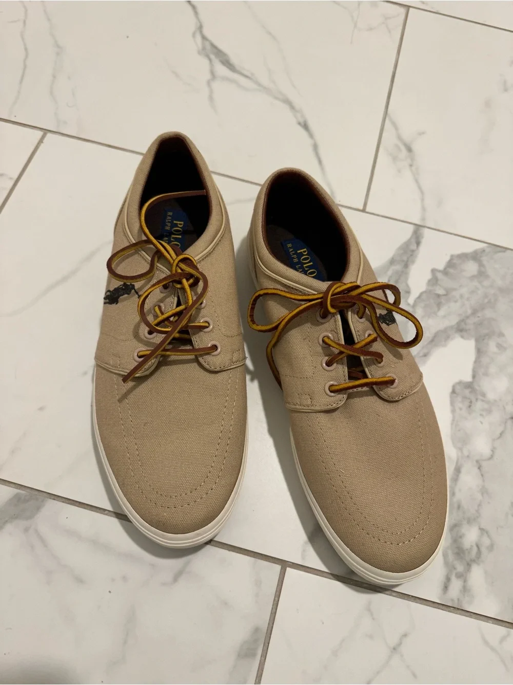 Polo by Ralph Lauren Beige Canvas Boat Shoes
